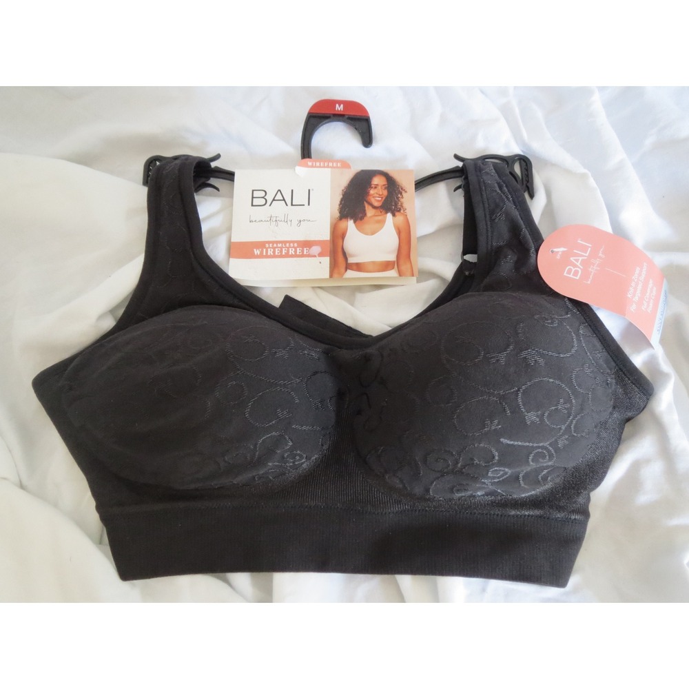 Bali Seamless Wirefree Bra Black ComfortFlex Fit DFW113 Size Medium